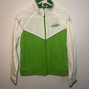 Nike Green and White Ski Jacket with Asymmetrical Design